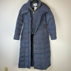 Cole Haan Maxi Warm Navy Down/Feather Hood Puffer